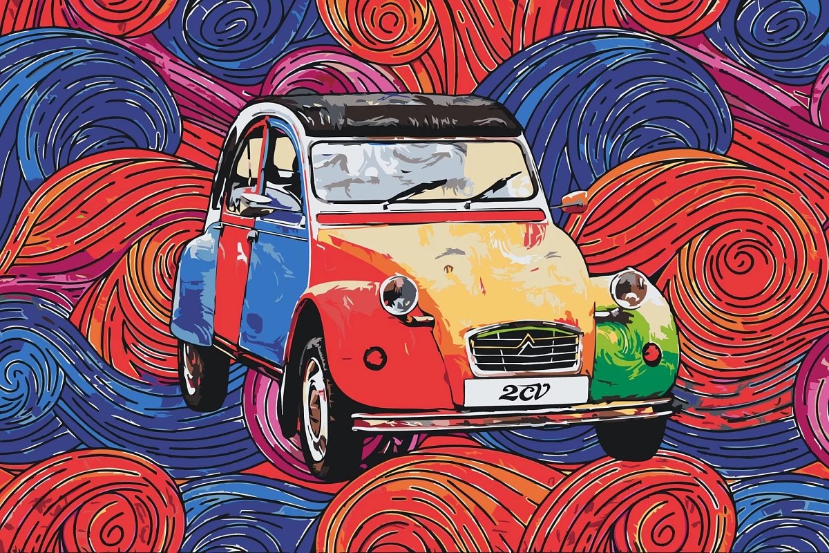 Paint by numbers - picture of a veteran 2CV