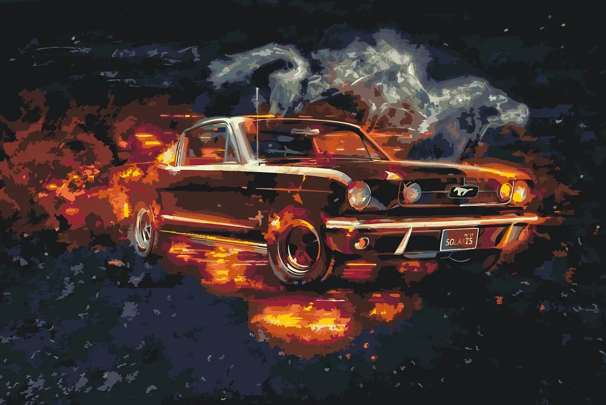 Paint by numbers - picture of a veteran Mustang