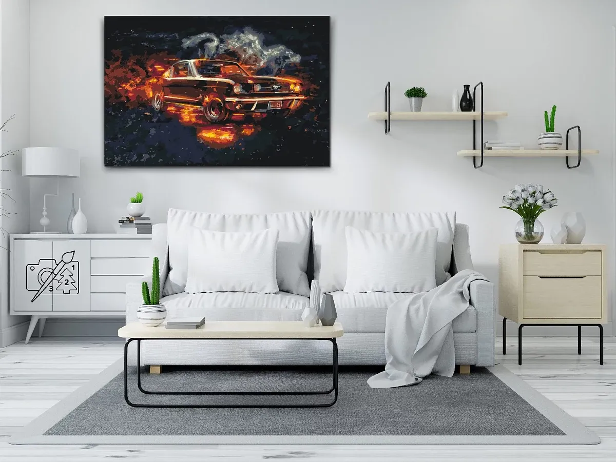 Paint by numbers - picture of a veteran Mustang
