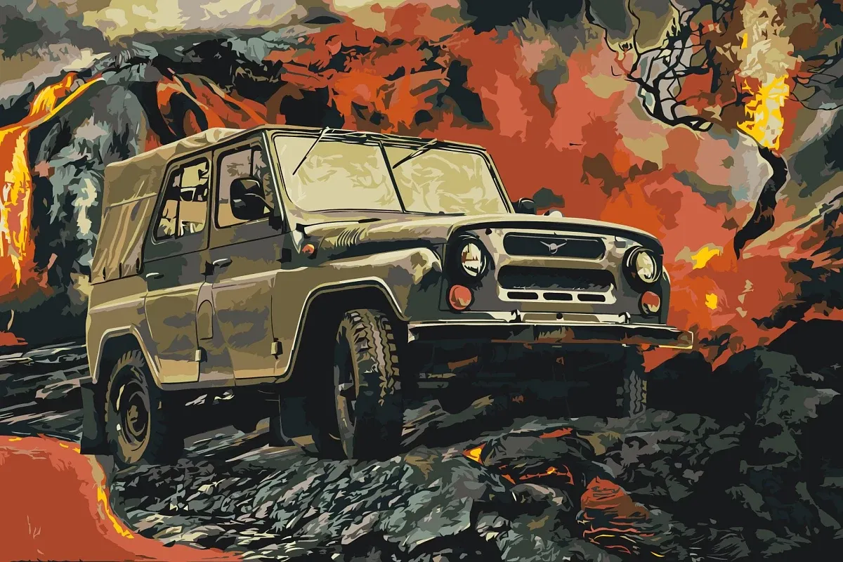 Paint by numbers - picture of a veteran UAZ 469