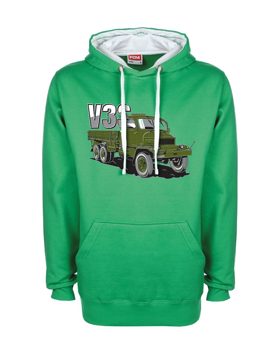 White-green sweatshirt Truck V3S Flatbed truck