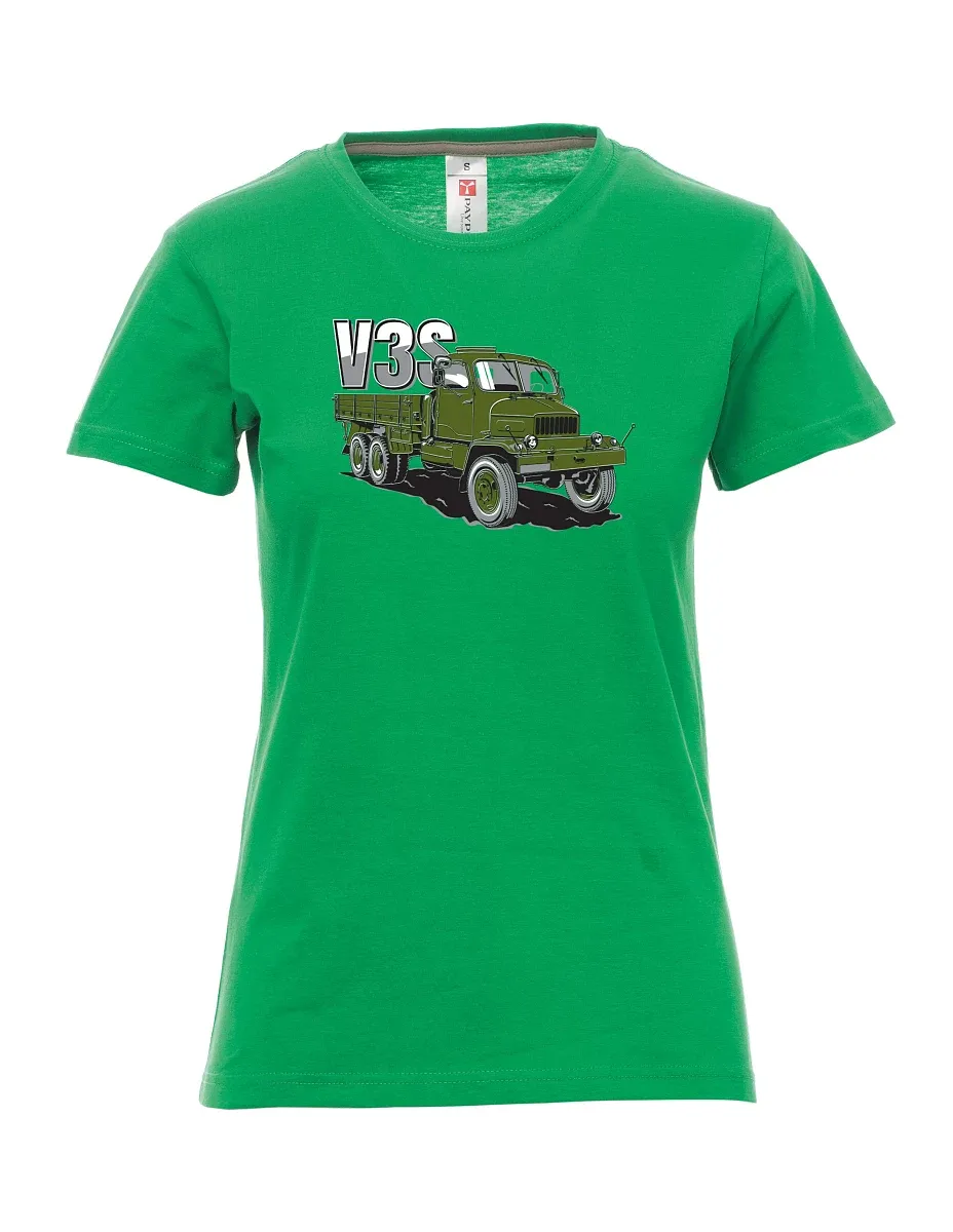 Green women´s T-shirt Truck V3S Flatbed truck