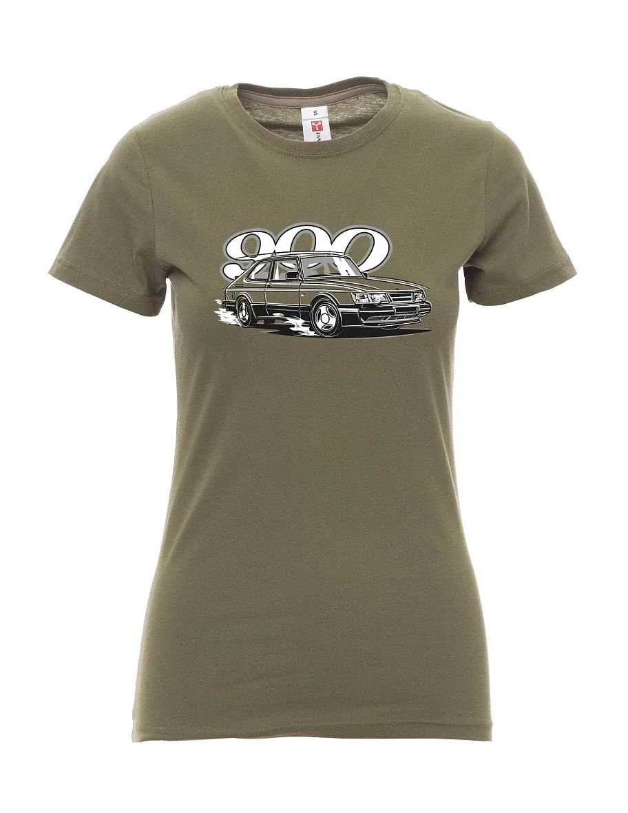 Khaki women´s T-shirt Saab 900