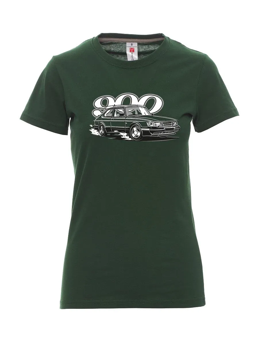 Dark green women´s T-shirt Saab 900