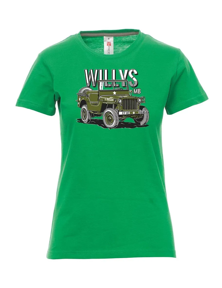 Green women´s T-shirt Willys MB