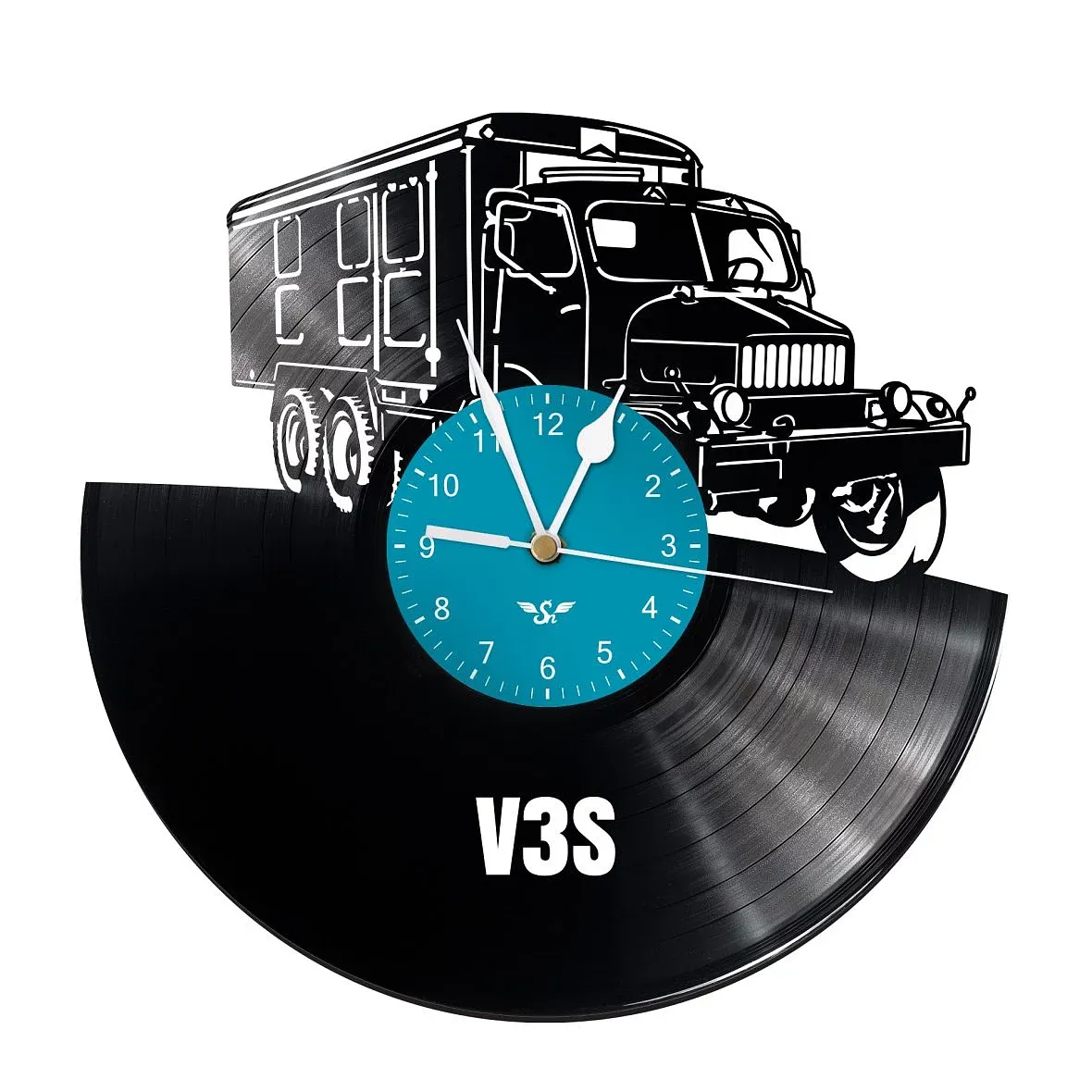 Vinyl record clock with Truck V3S  motif
