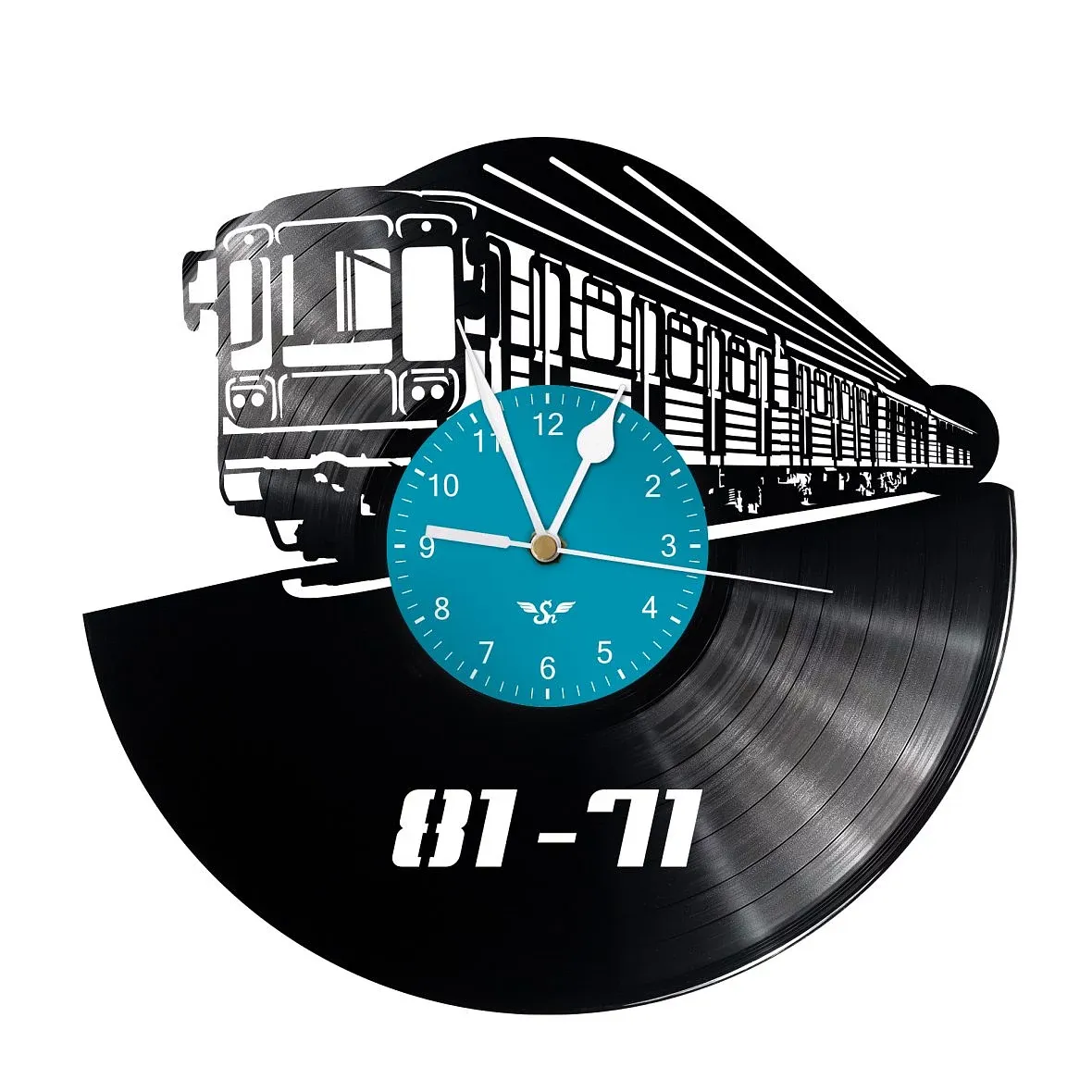 Vinyl record clock with Metro 81-71 motif