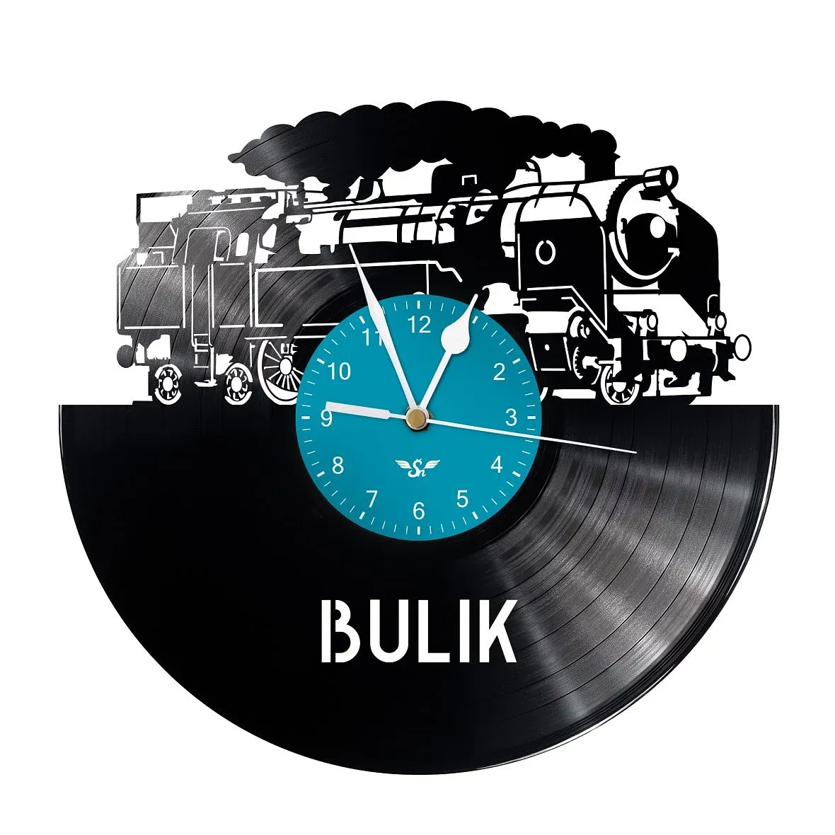 Vinyl record clock with Locomotive 464 motif