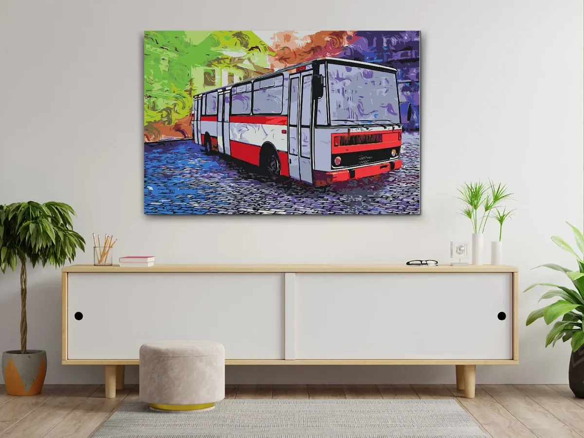 Paint by numbers - picture of a veteran bus