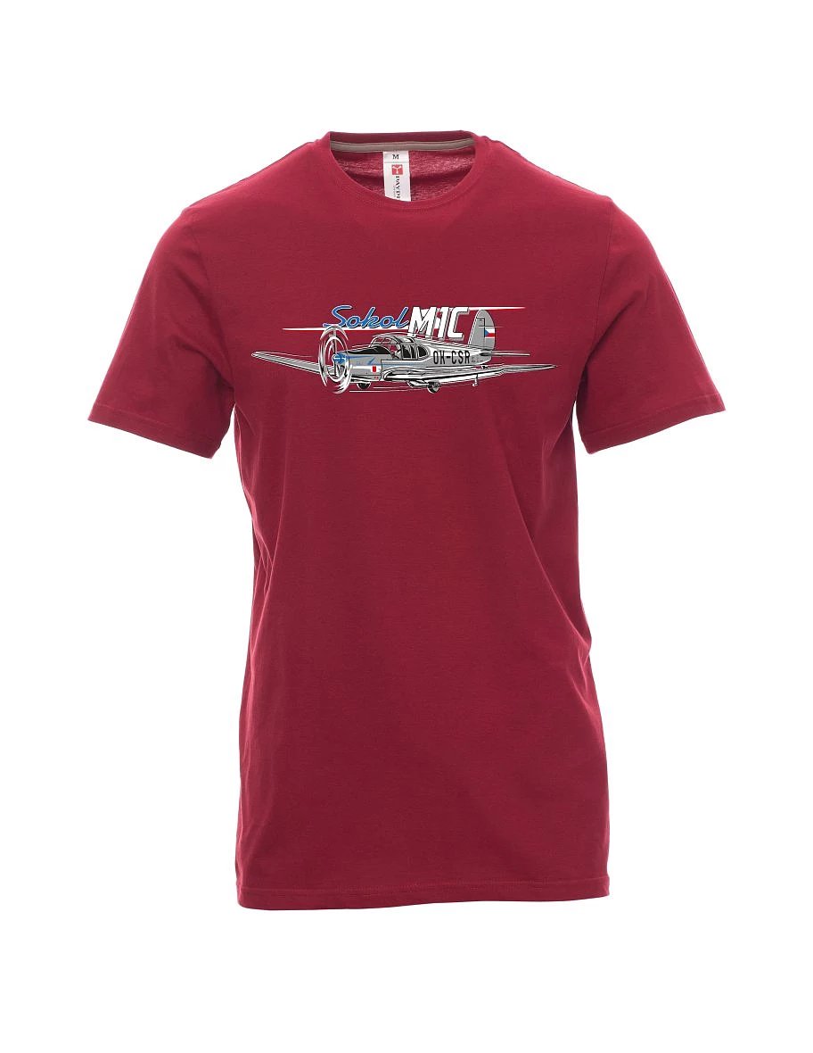 Dark red men´s T-shirt Sokol aircraft