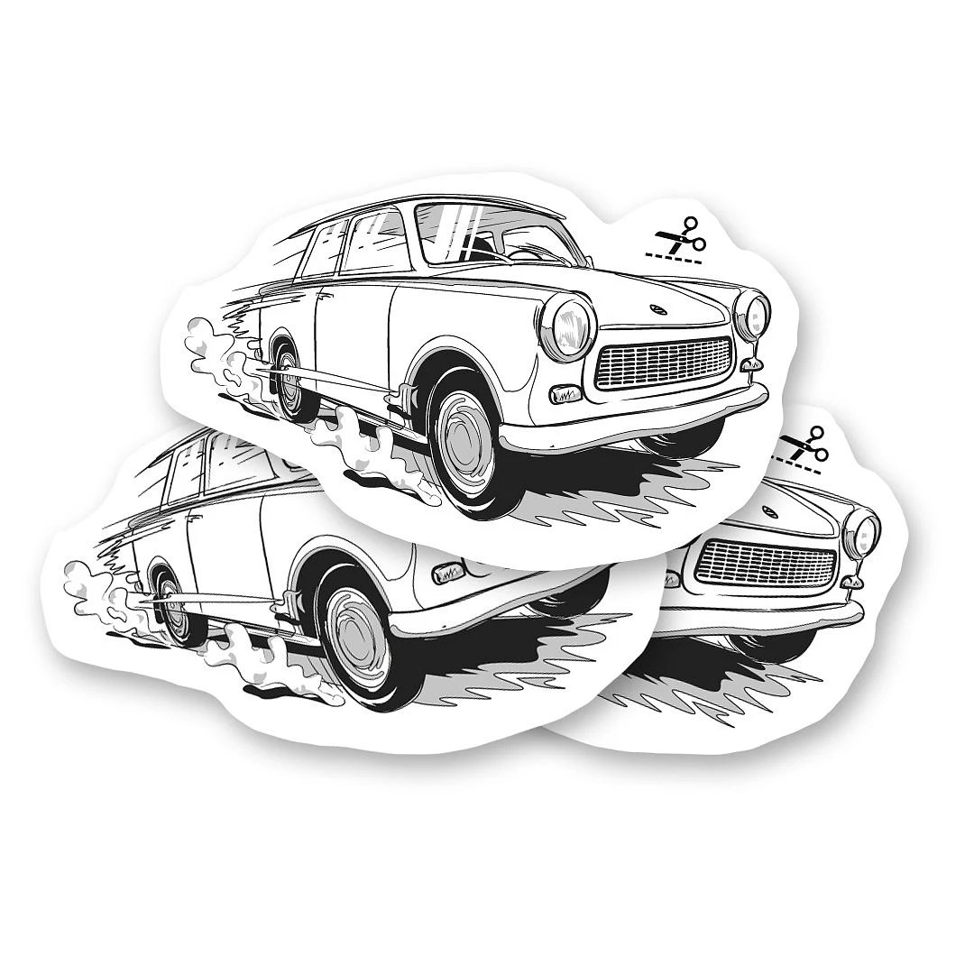 Temporary tattoo with the veteran Trabant