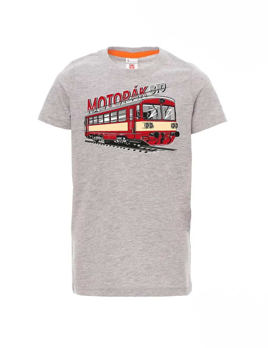 Grey melange children´s T-shirt Motor train 810