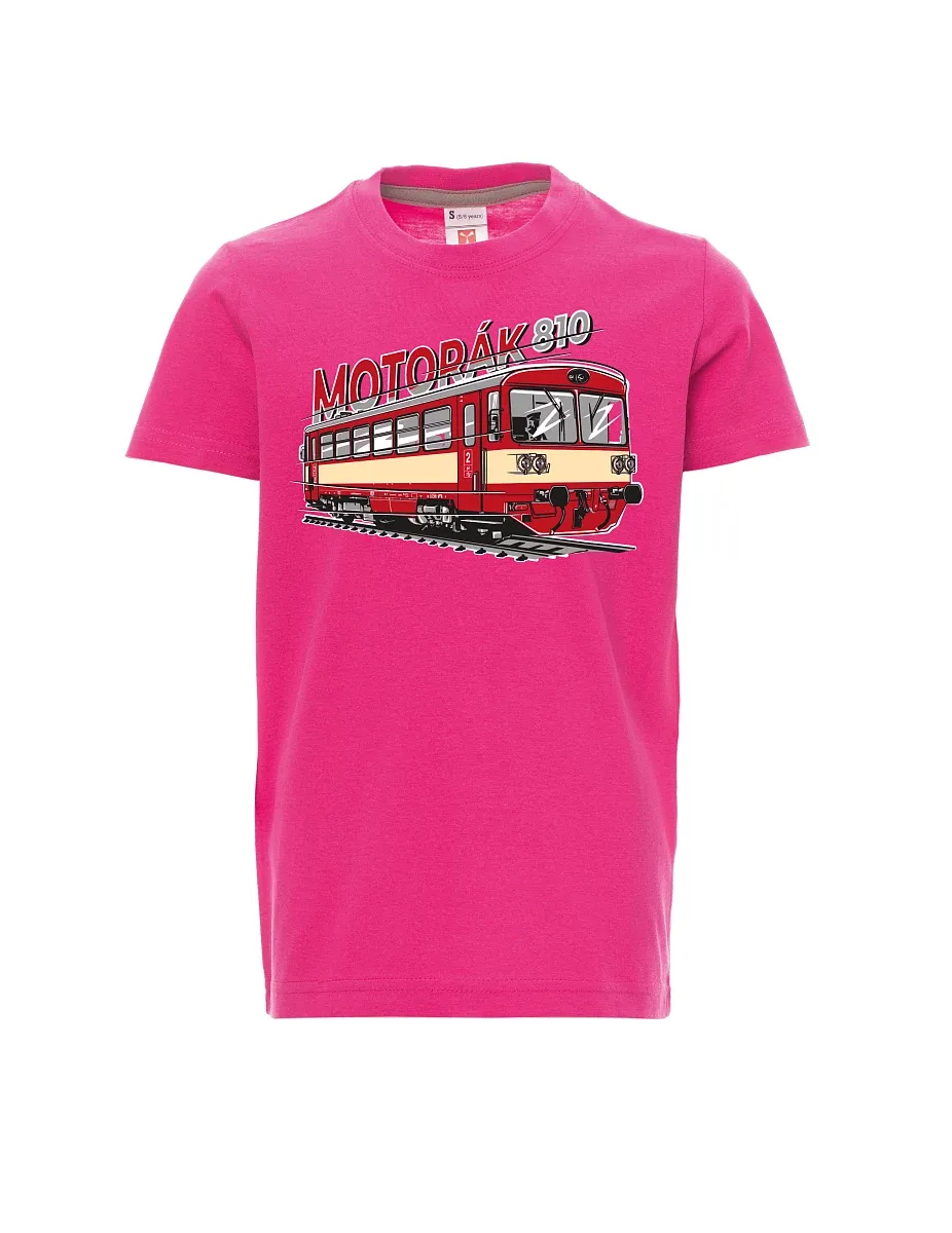 Pink children´s T-shirt Motor train 810