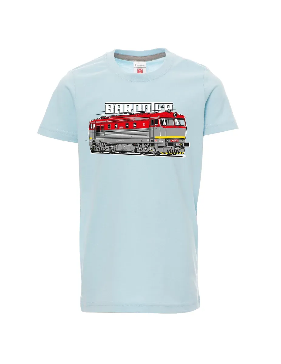 Pale blue children´s T-shirt Locomotive Bardotka