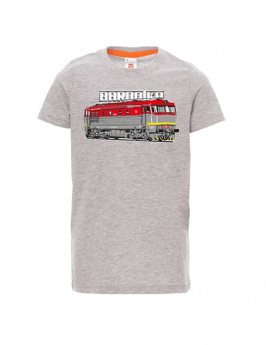 Grey melange children´s T-shirt Locomotive Bardotka
