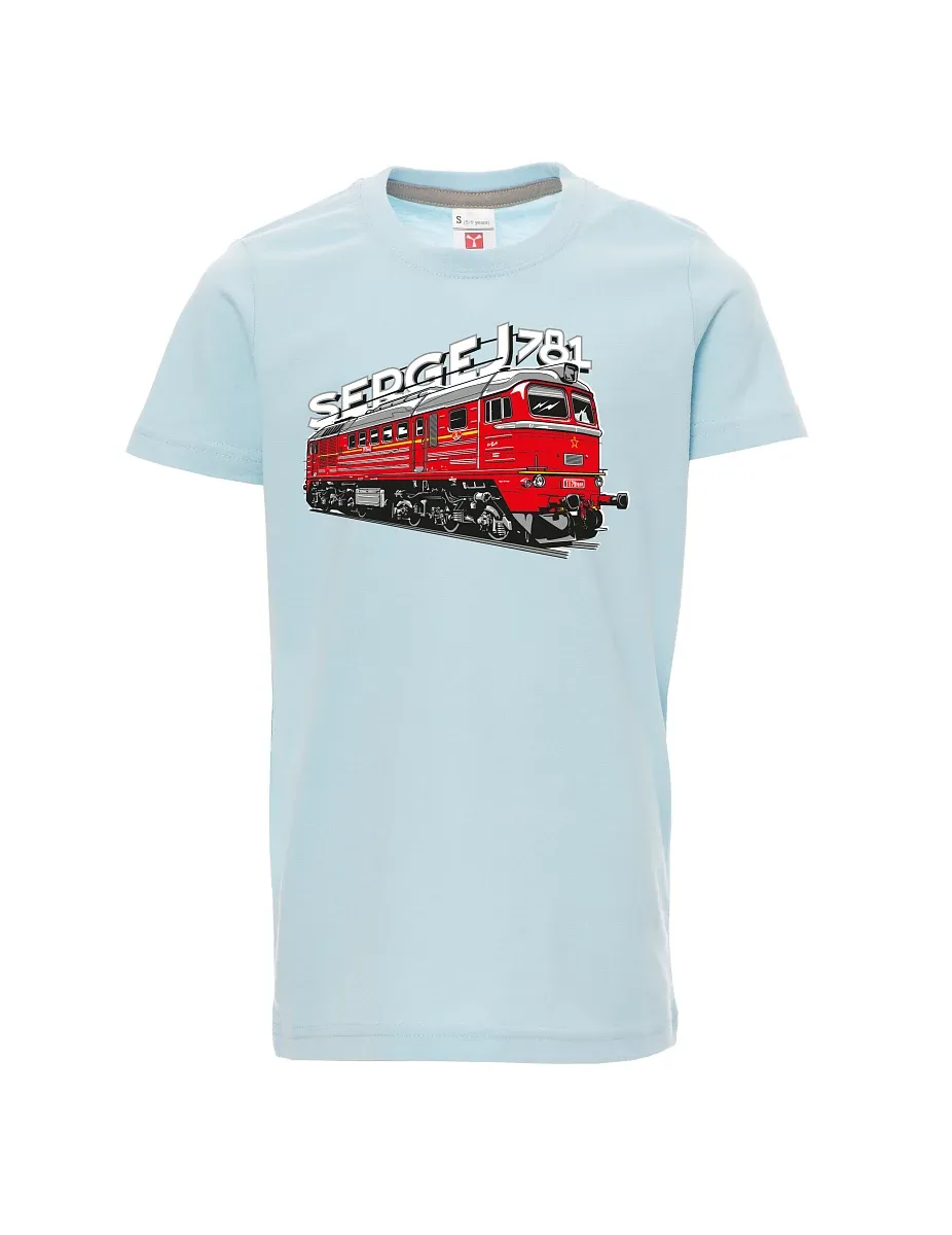 Pale blue children´s T-shirt Locomotive 781 "Sergej" (M62)