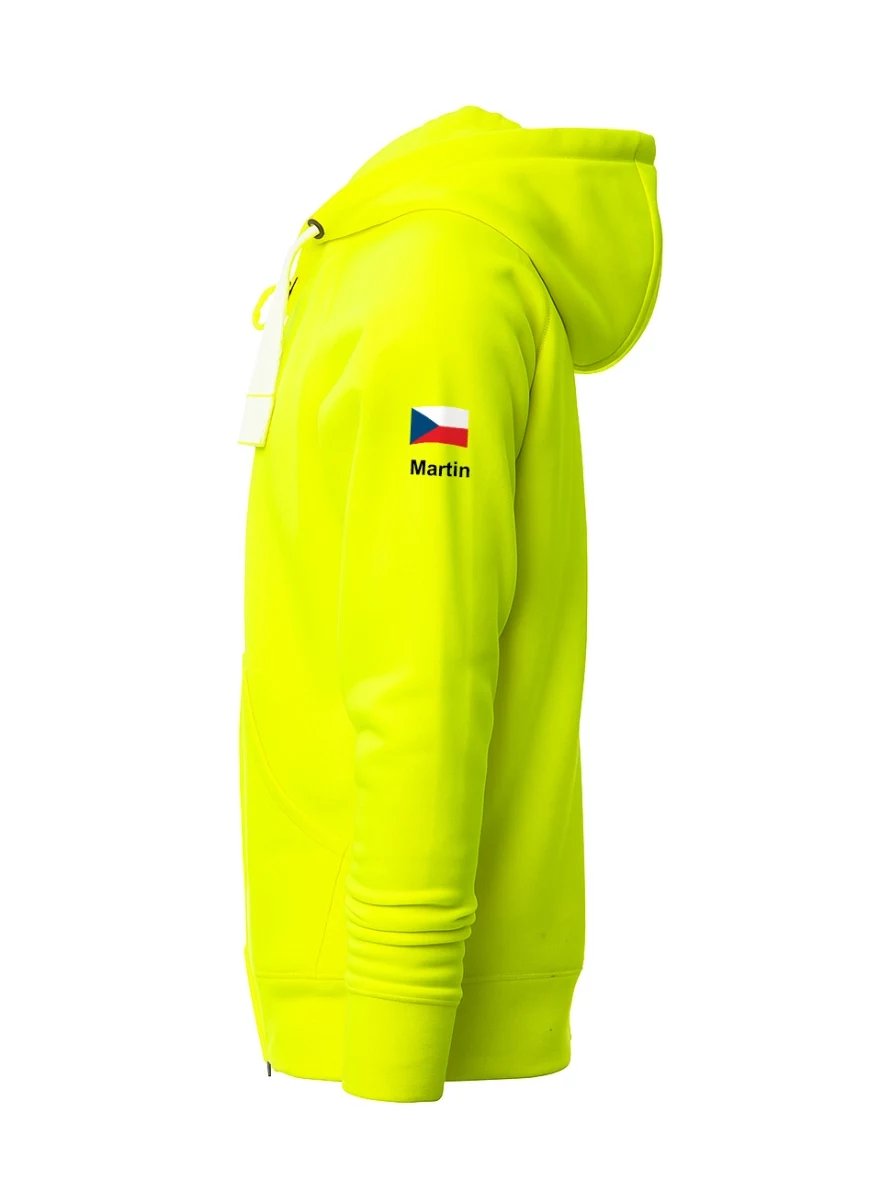 Fluorescent men's hoodie Live Dakar with hood and zipper