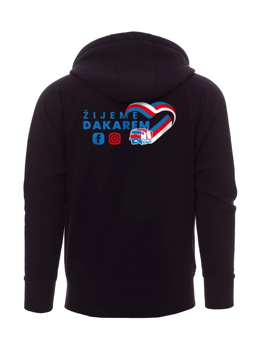 Men's black hoodie Live Dakar with hood and zipper