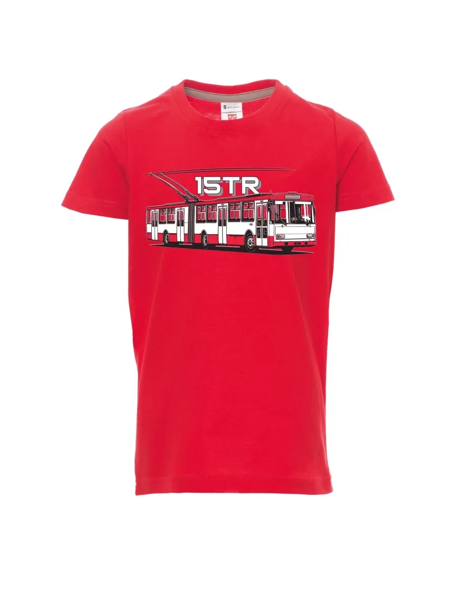 Red children´s T-shirt Trolleybus 15TR