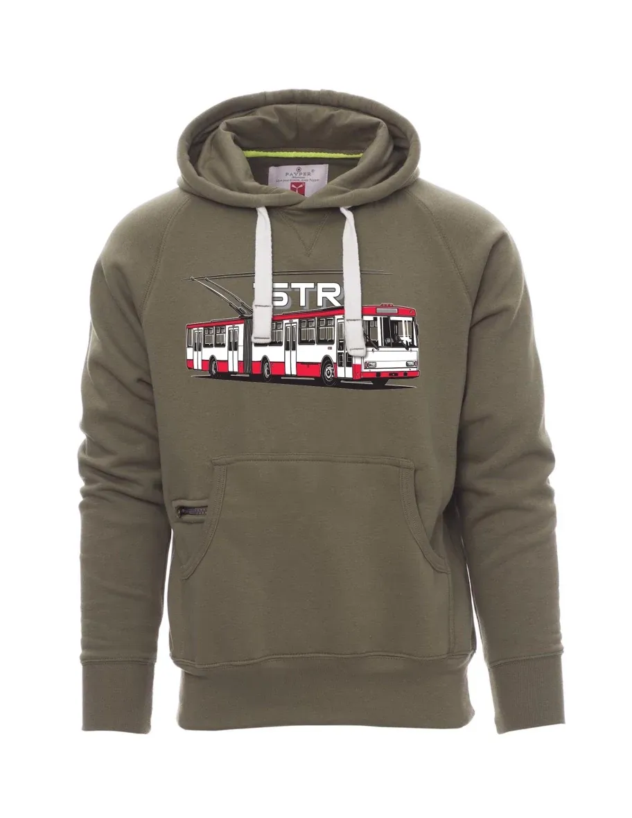 Khaki men´s sweatshirt Trolleybus 15TR