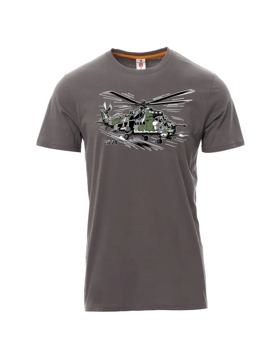 Grey men´s T-shirt Helicopter Mi-24