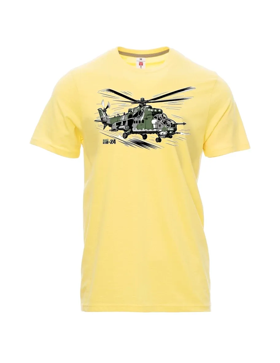 Light yellow men´s T-shirt Helicopter Mi-24