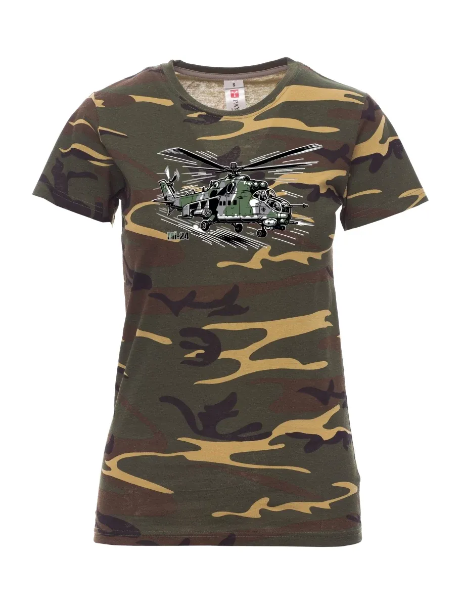 Camouflage women´s T-shirt Helicopter Mi-24