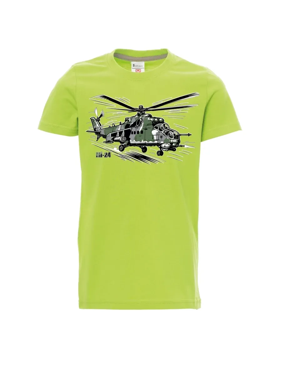 Light green children´s T-shirt Helicopter Mi-24