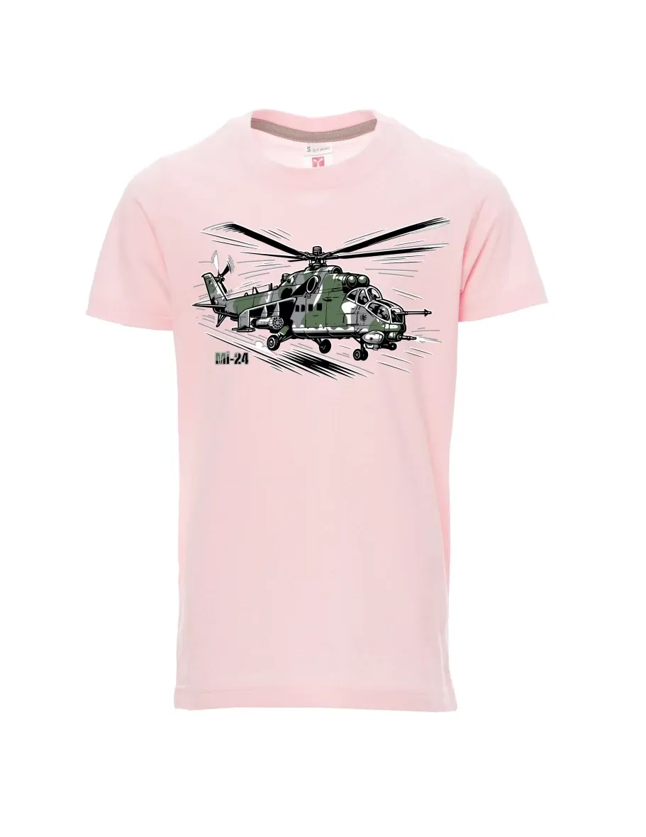 Light pink children´s T-shirt Helicopter Mi-24