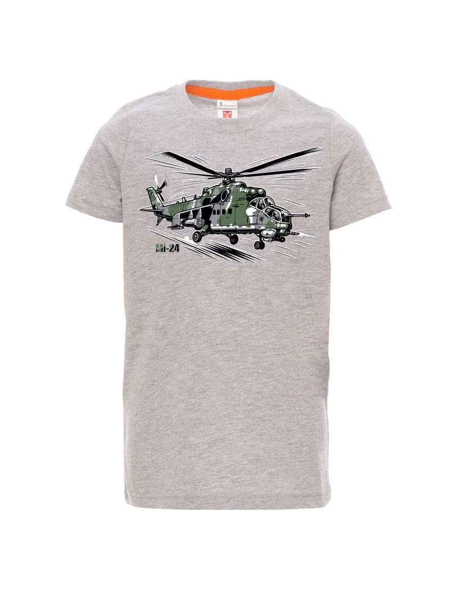 Grey melange children´s T-shirt Helicopter Mi-24