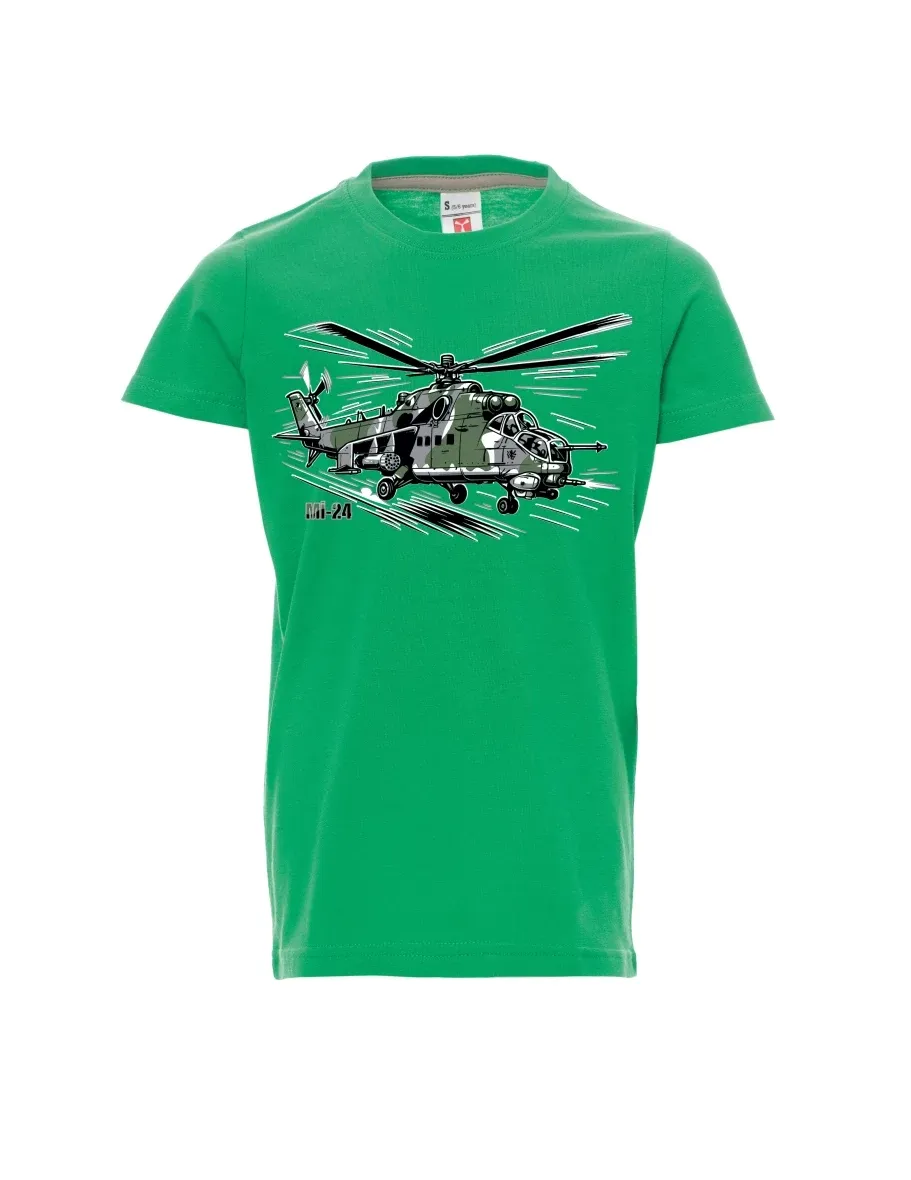 Green children´s T-shirt Helicopter Mi-24
