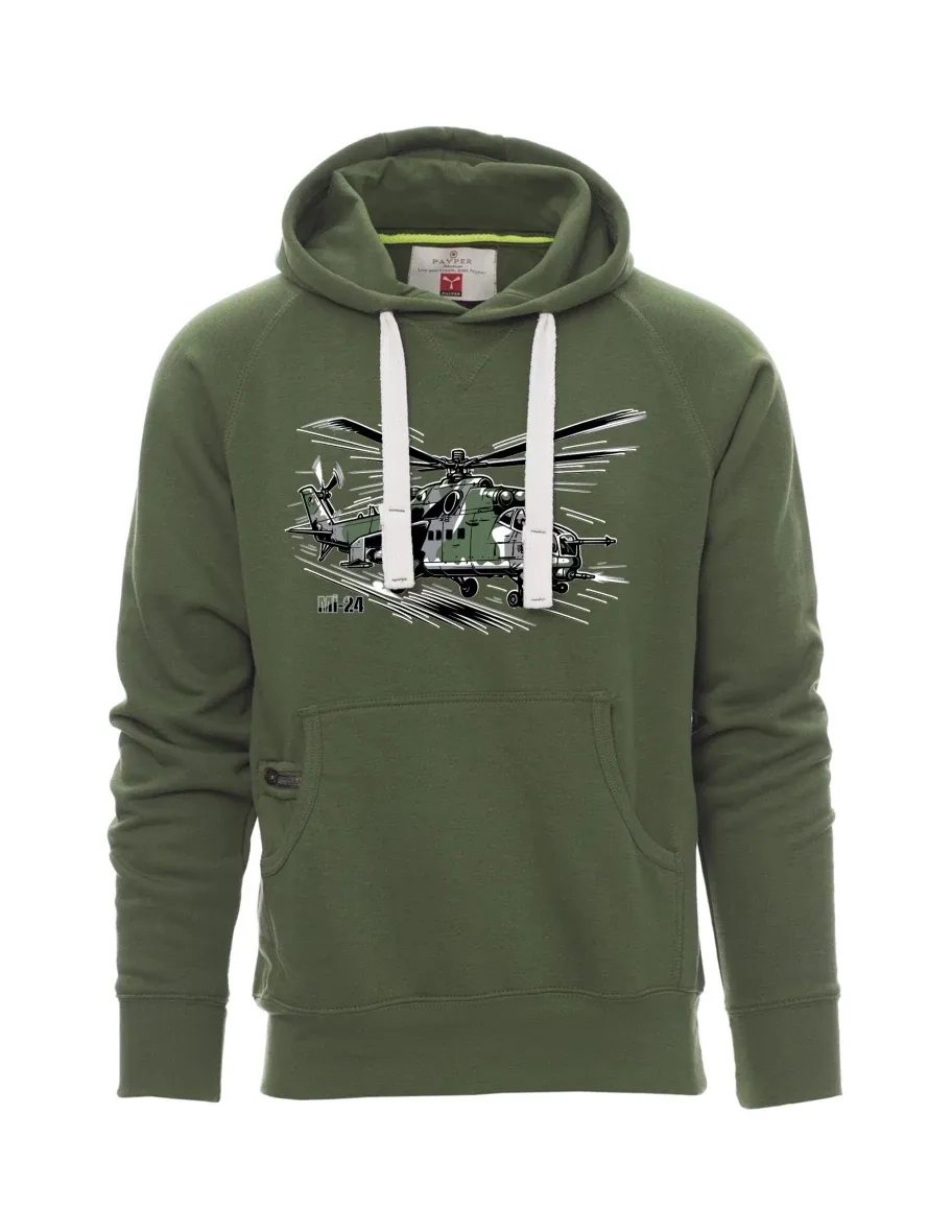Dark green men´s sweatshirt Helicopter Mi-24