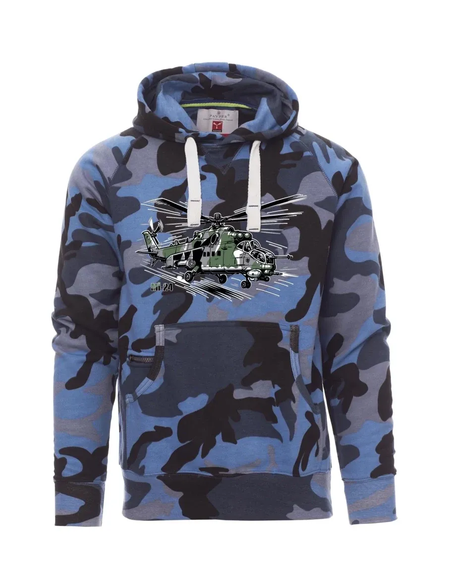 Camouflage blue men´s sweatshirt Helicopter Mi-24