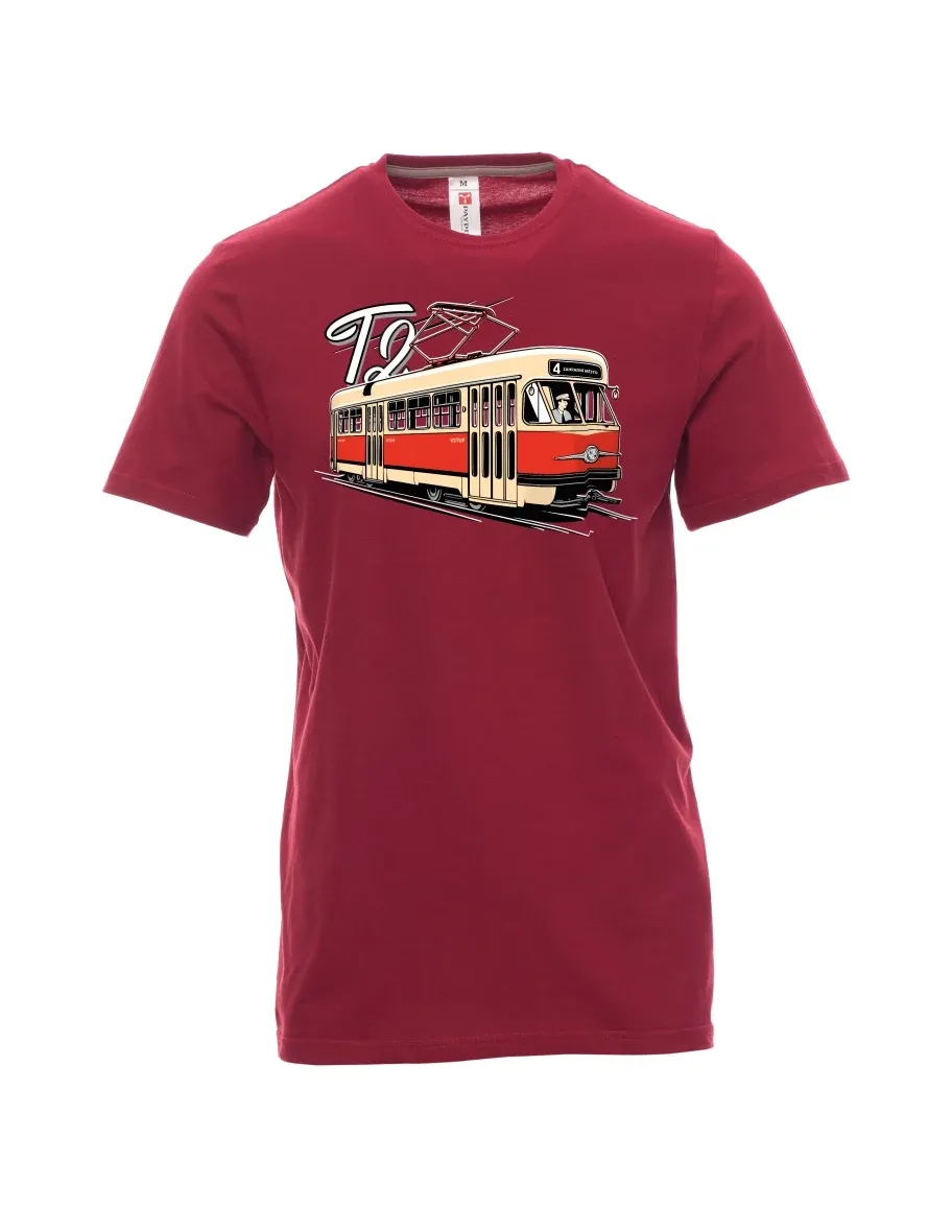 Dark red men´s T-shirt Tram T2