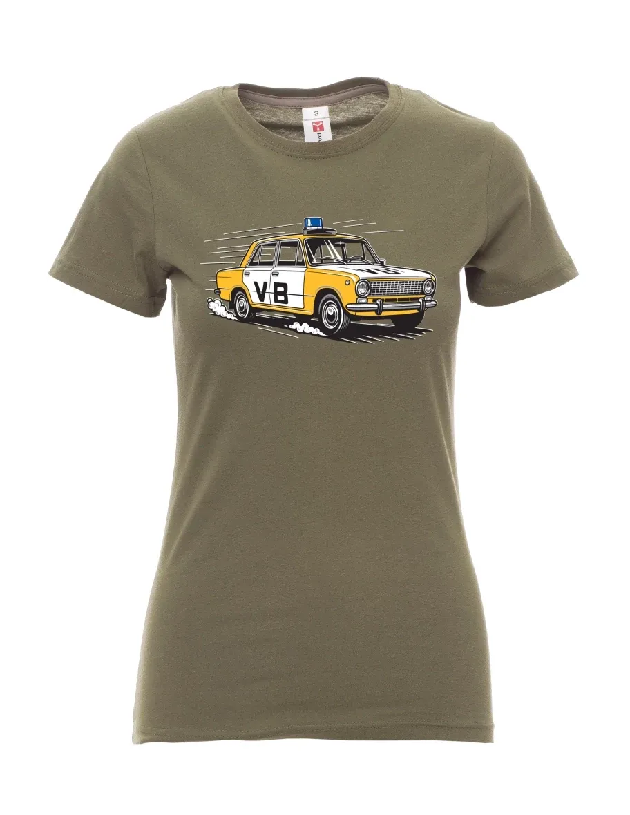 Khaki women´s T-shirt Car VAZ 2101 VB