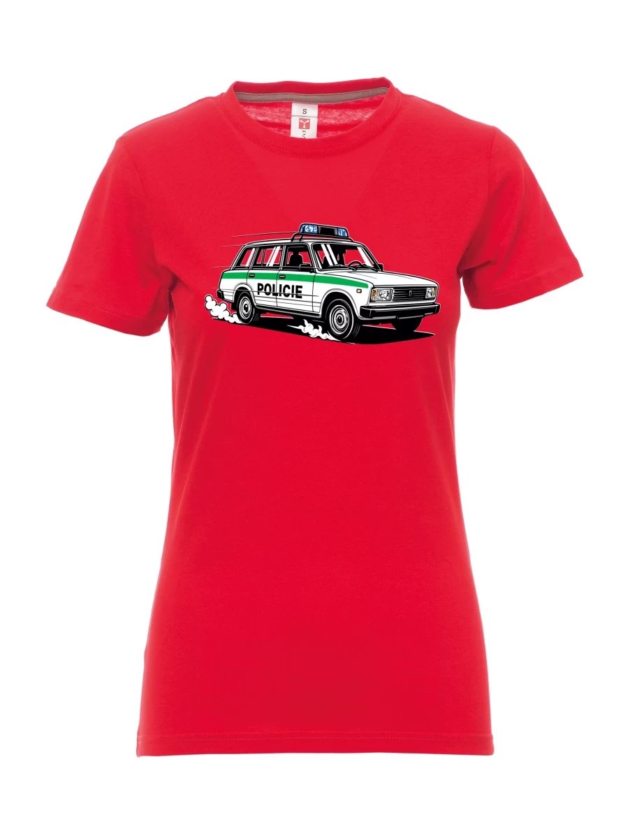 Red women´s T-shirt Car VAZ 2104 POLICE