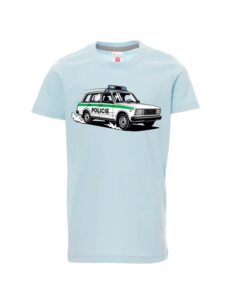 Pale blue children´s T-shirt Car VAZ 2104 POLICE