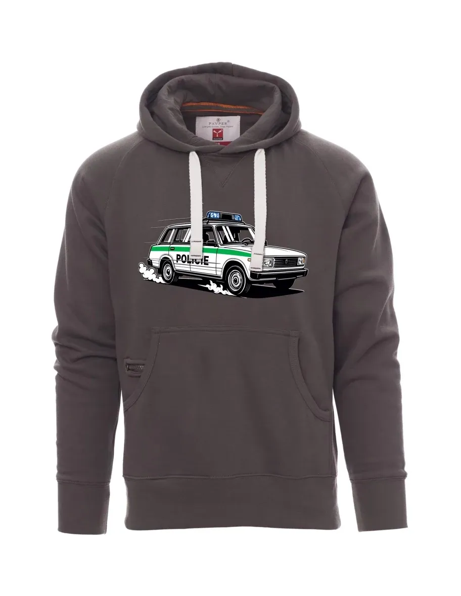 Grey men´s sweatshirt Car VAZ 2104 POLICE