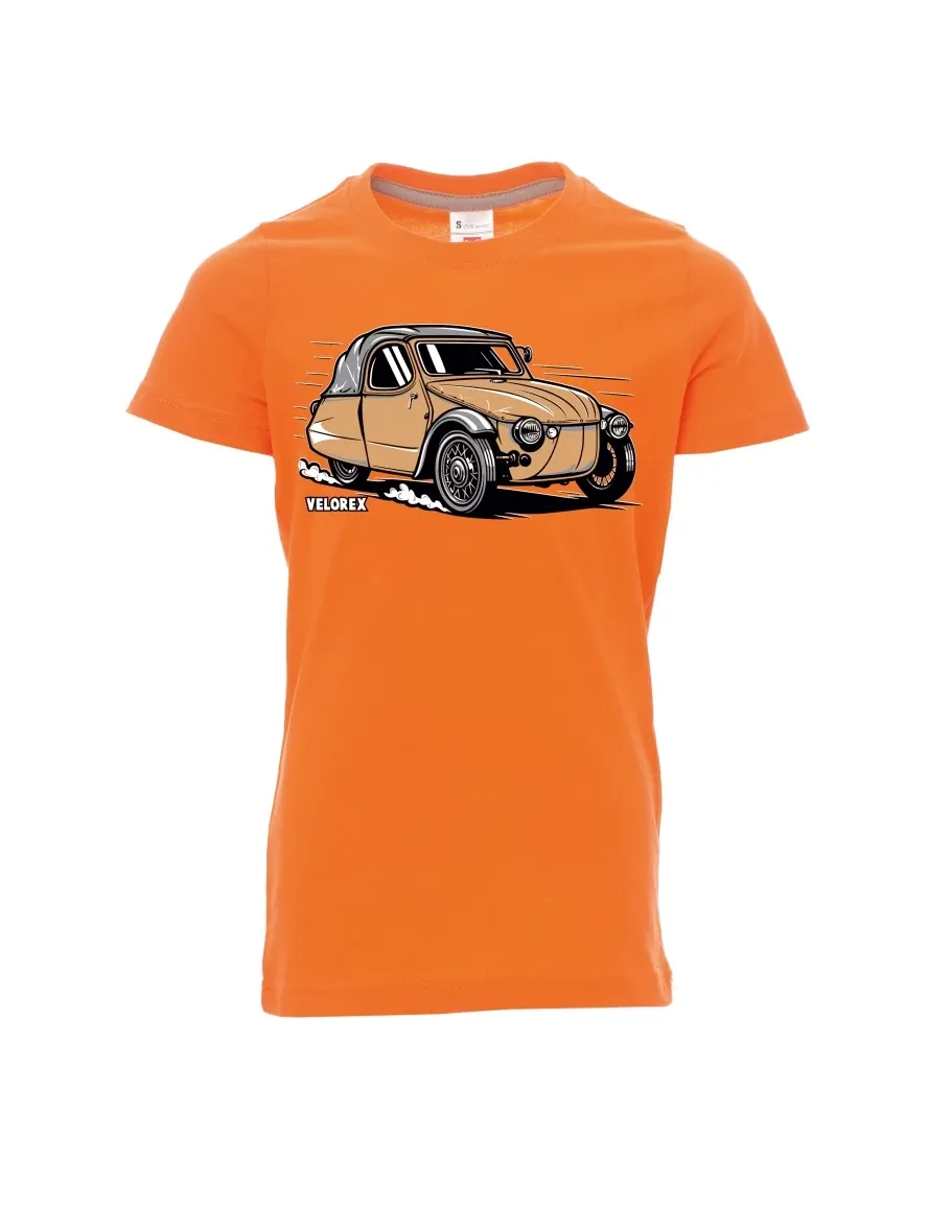 Orange children´s T-shirt Car Velorex