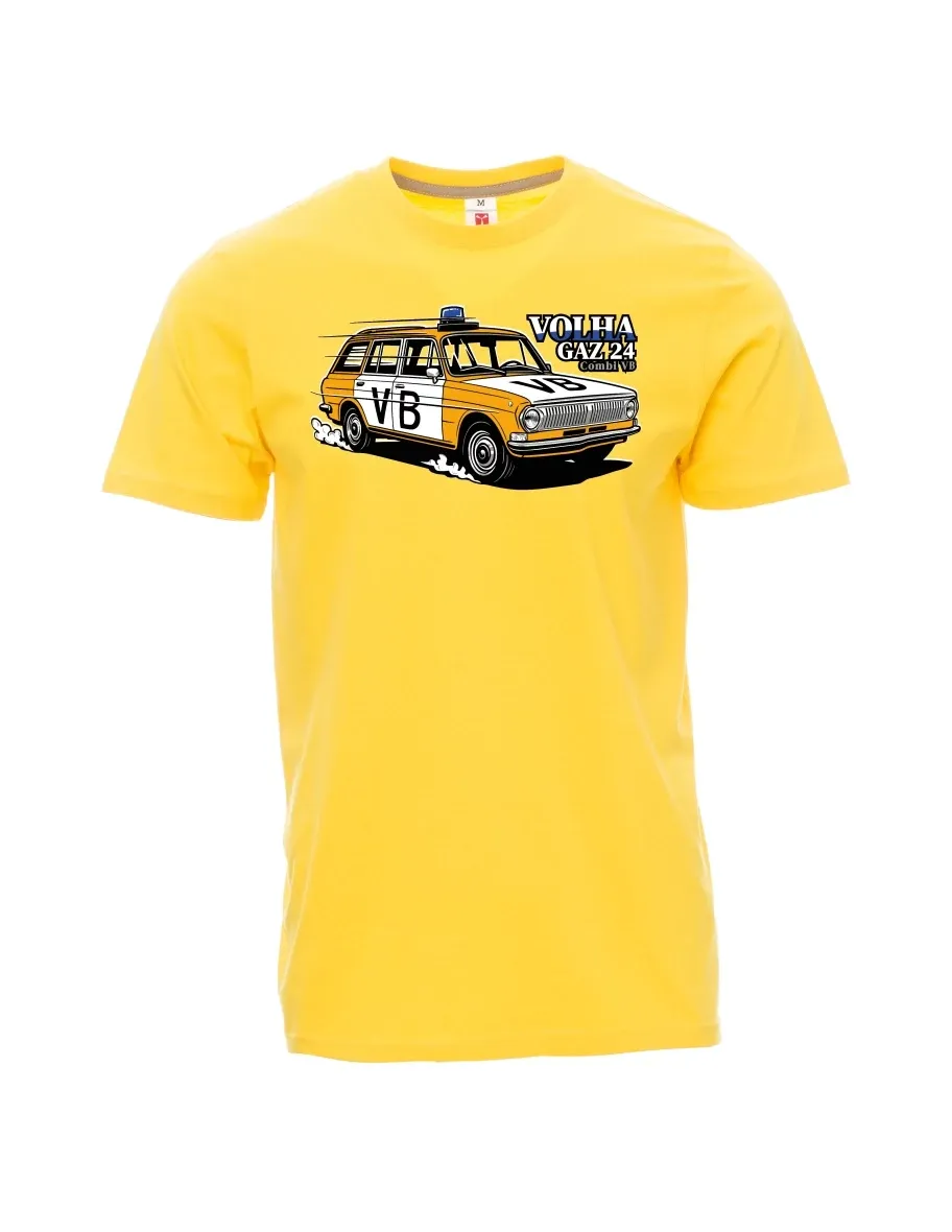 Yellow men´s T-shirt Car Volga GAZ 24 VB
