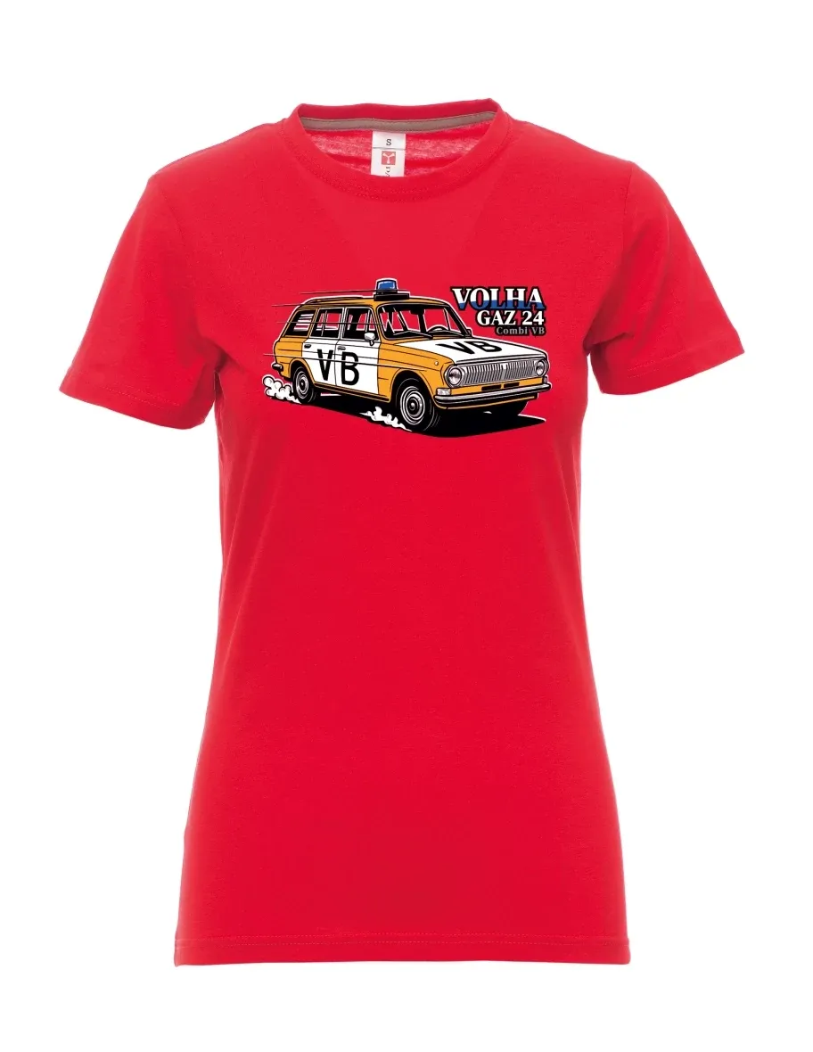 Red women´s T-shirt Car Volga GAZ 24 VB
