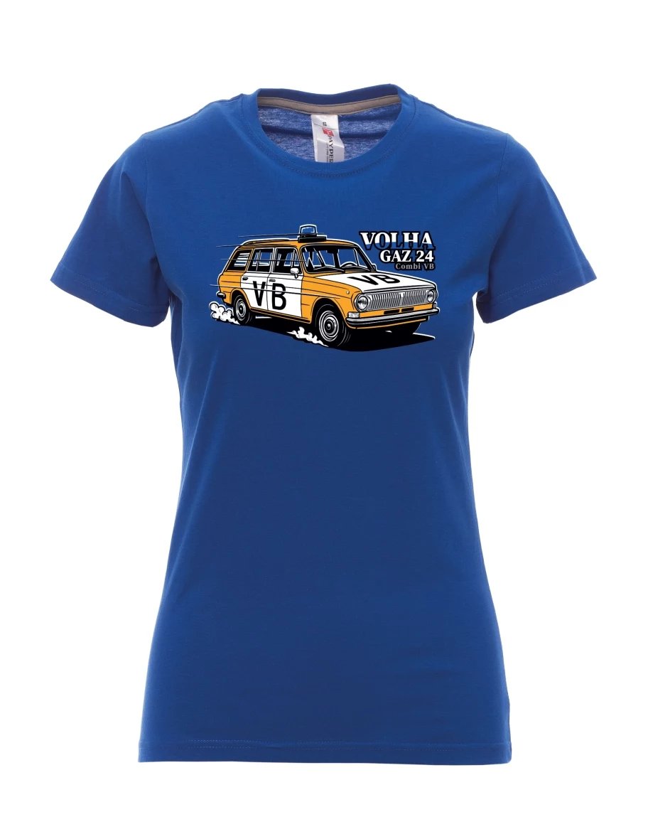 Royal blue women´s T-shirt Car Volga GAZ 24 VB