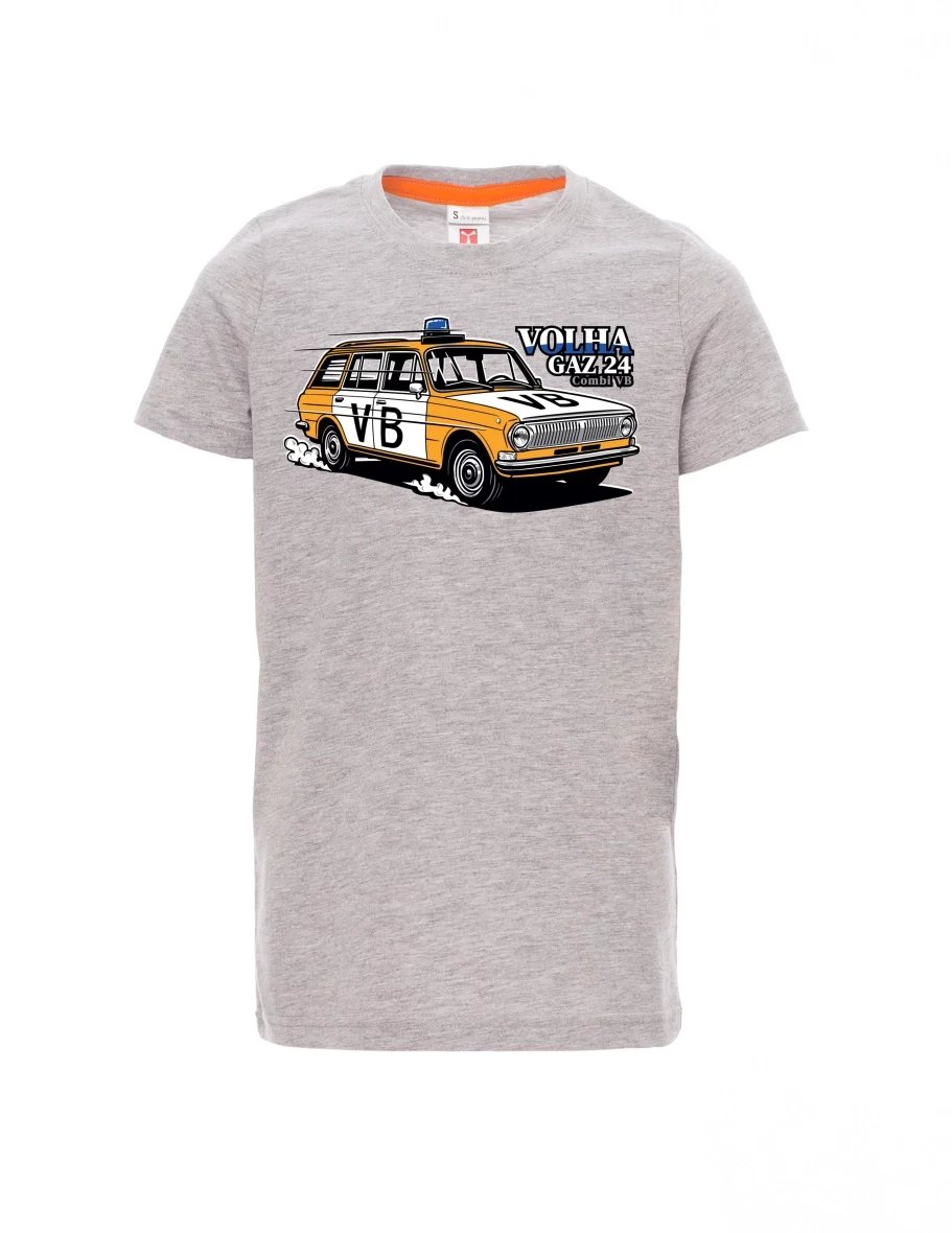 Grey melange children´s T-shirt Car Volga GAZ 24 VB