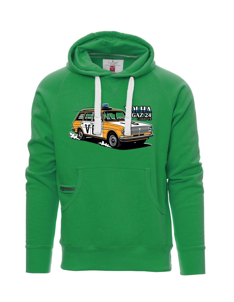 Green men´s sweatshirt Car Volga GAZ 24 VB