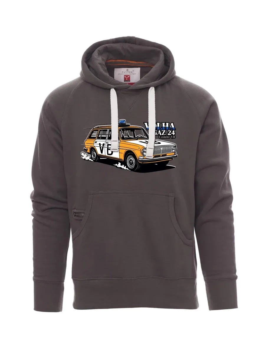 Grey men´s sweatshirt Car Volga GAZ 24 VB