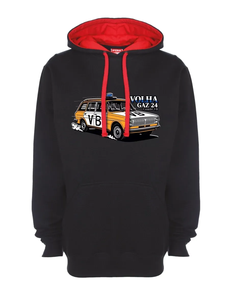 Red-black sweatshirt Car Volga GAZ 24 VB