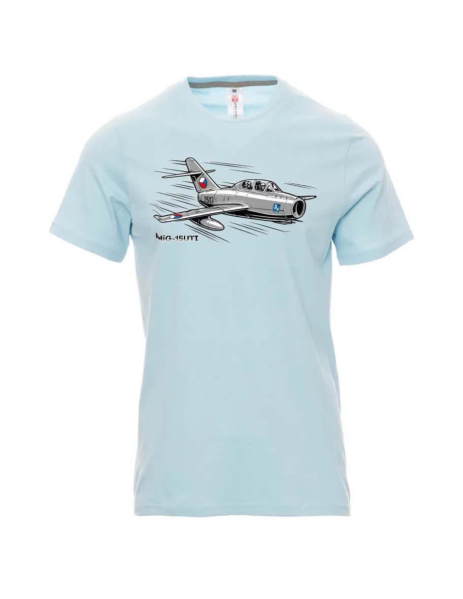Pale blue men´s T-shirt Aircraft MiG-15UTI