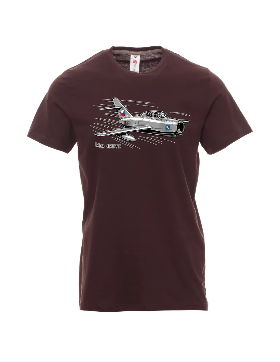 Dark brown men´s T-shirt Aircraft MiG-15UTI