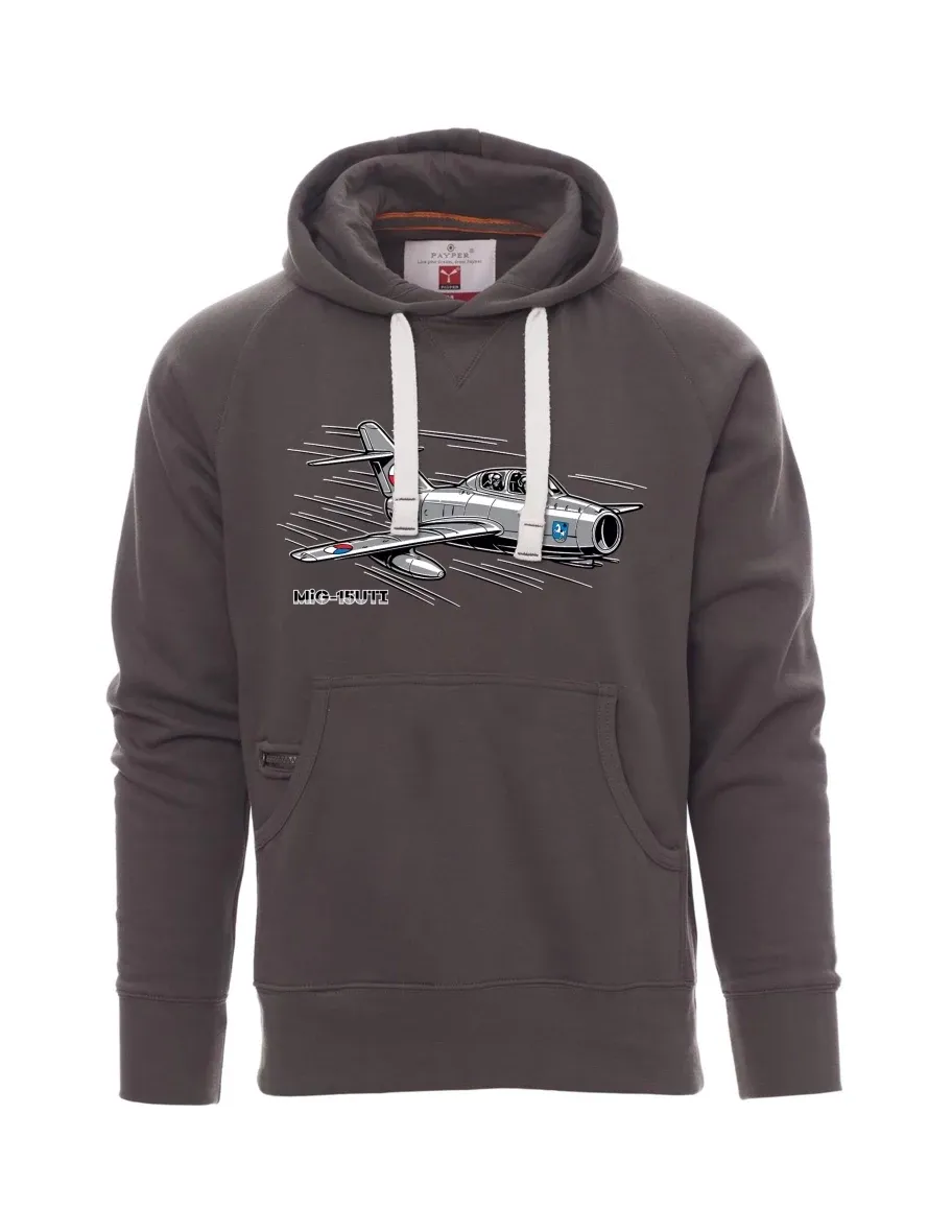 Grey men´s sweatshirt Aircraft MiG-15UTI