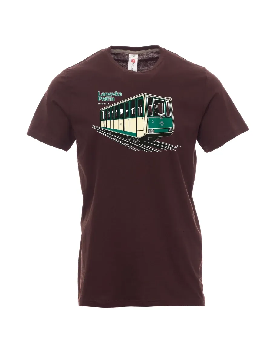 Dark brown men´s T-shirt Cable car Petřín